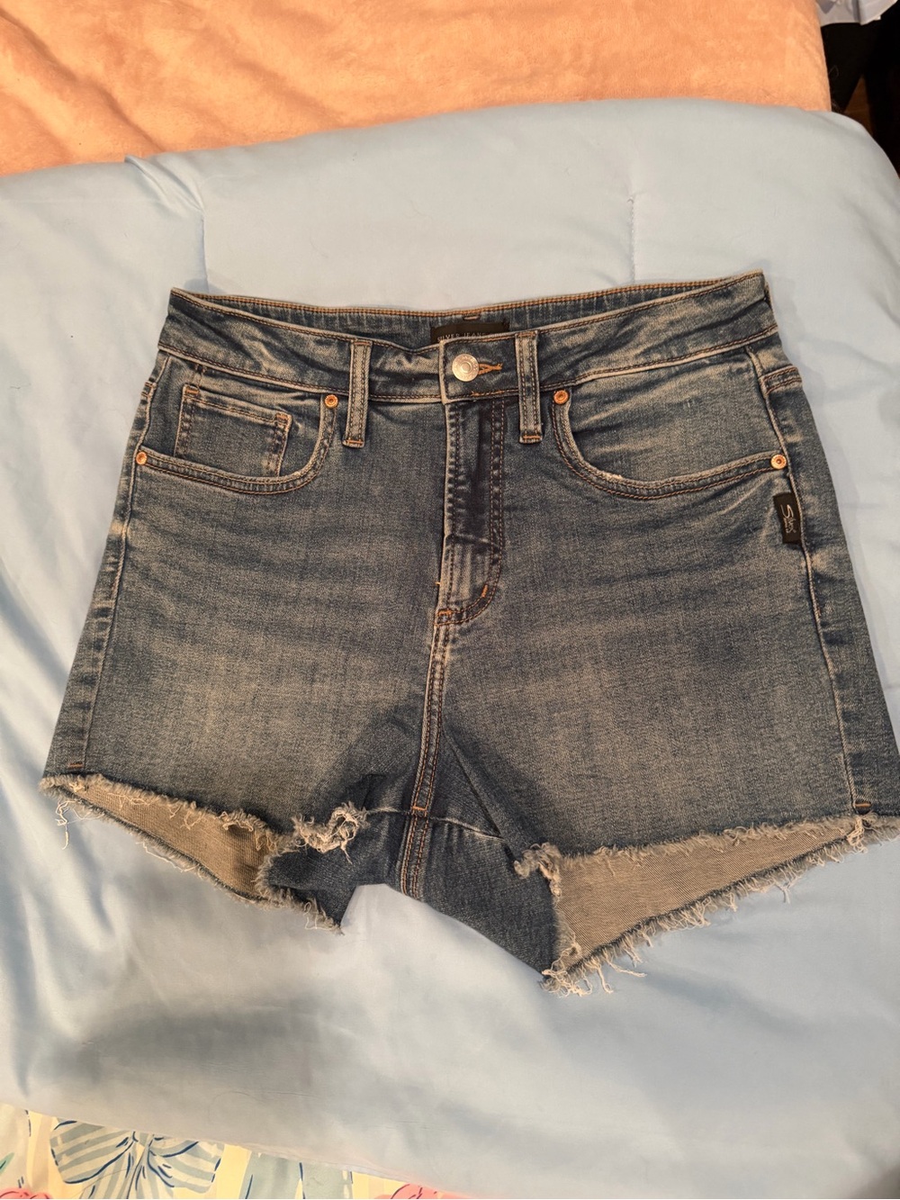 Silver Jeans Distressed Blue Denim Cutoff Shorts
